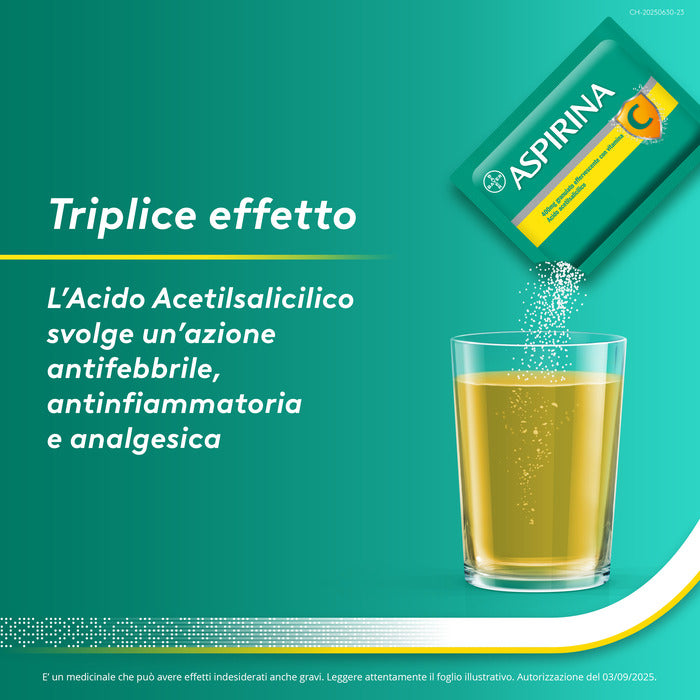 Aspirina C Antinfiammatorio e Antidolorifico per Influenza e Febbre con Vitamina C 10 Buste Arancia-3