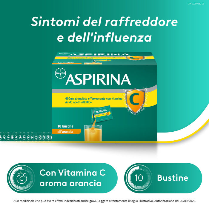Aspirina C Antinfiammatorio e Antidolorifico per Influenza e Febbre con Vitamina C 10 Buste Arancia-7