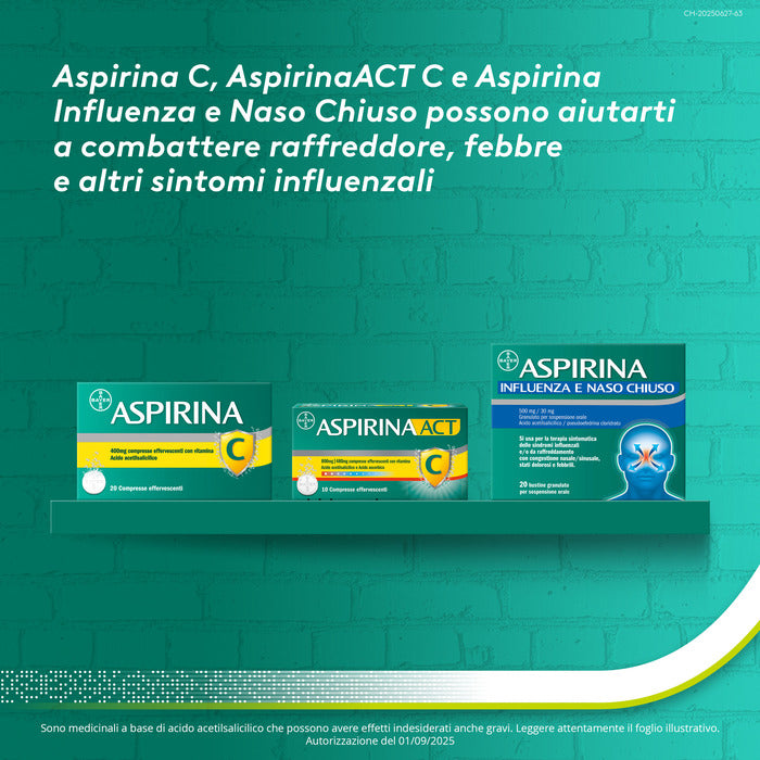 Aspirina C Antinfiammatorio e Antidolorifico per Influenza e Febbre con Vitamina C 10 Buste Arancia-8