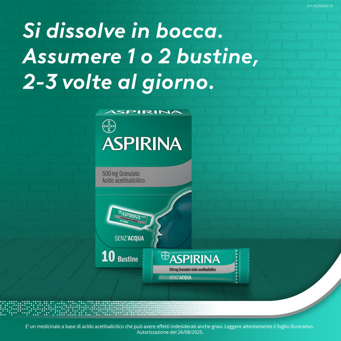 Aspirina in Granuli Senz'Acqua Antidolorifico e Antinfiammatorio contro Mal di Testa e Dolore 10 Bst-29