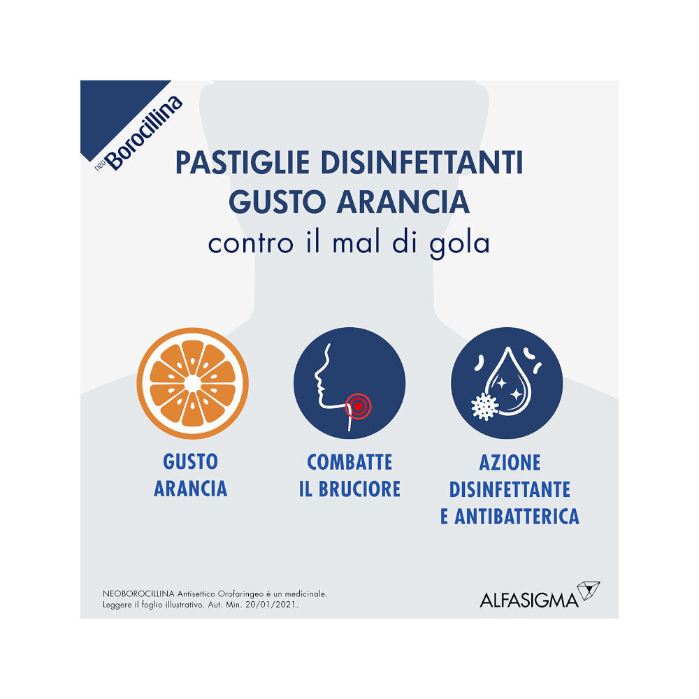 Neoborocillina Antisettico Orofaringeo 16 pastiglie gusto arancia-7