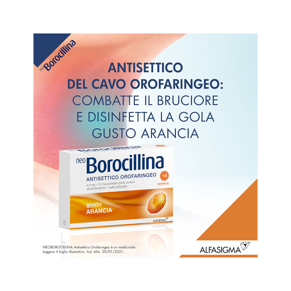 Neoborocillina Antisettico Orofaringeo 16 pastiglie gusto arancia-9