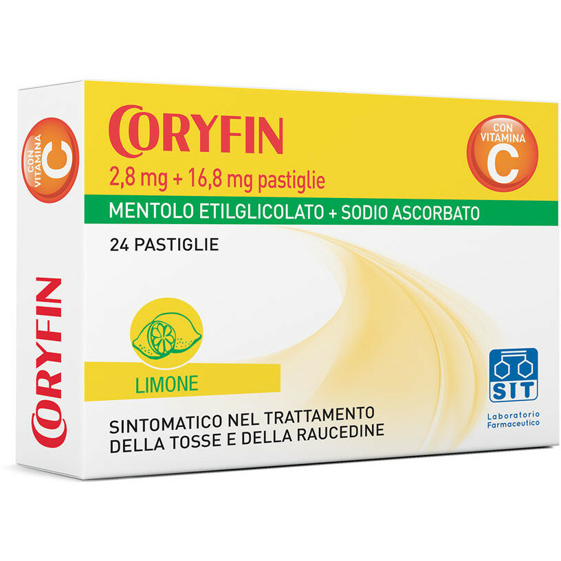 Coryfin C tosse e raucedine 24 caramelle gusto mentolo limone-2