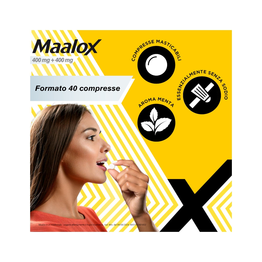 Maalox 400+400 Mg Contro Acidità di Stomaco Occasionale 40 cpr-12