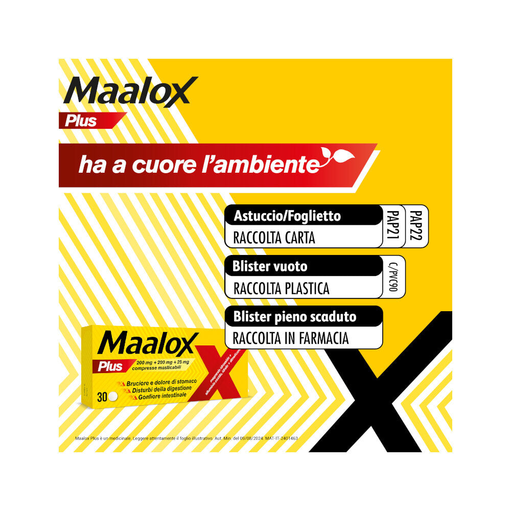 Maalox Plus Azione Rapida Contro Bruciore e Acidità di Stomaco 30 cpr-7