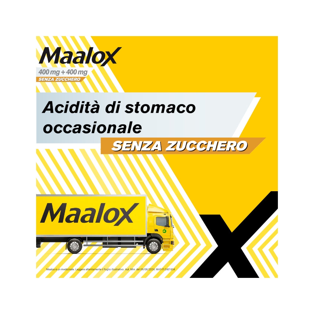 Maalox 400+400 Mg Contro Acidità di Stomaco Occasionale Senza Zucchero 30 cpr-11