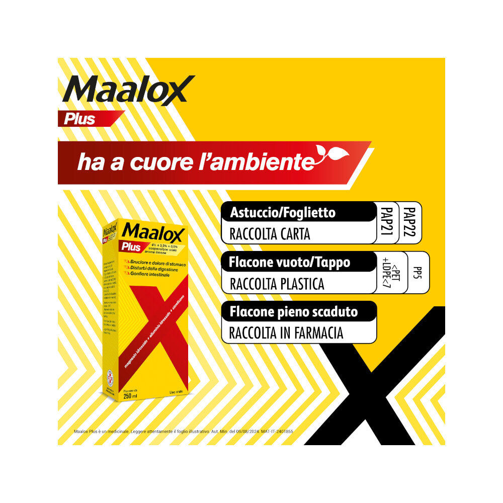 Maalox Plus Sospensione Orale Contro Bruciore e Acidità di Stomaco 250 ml-7