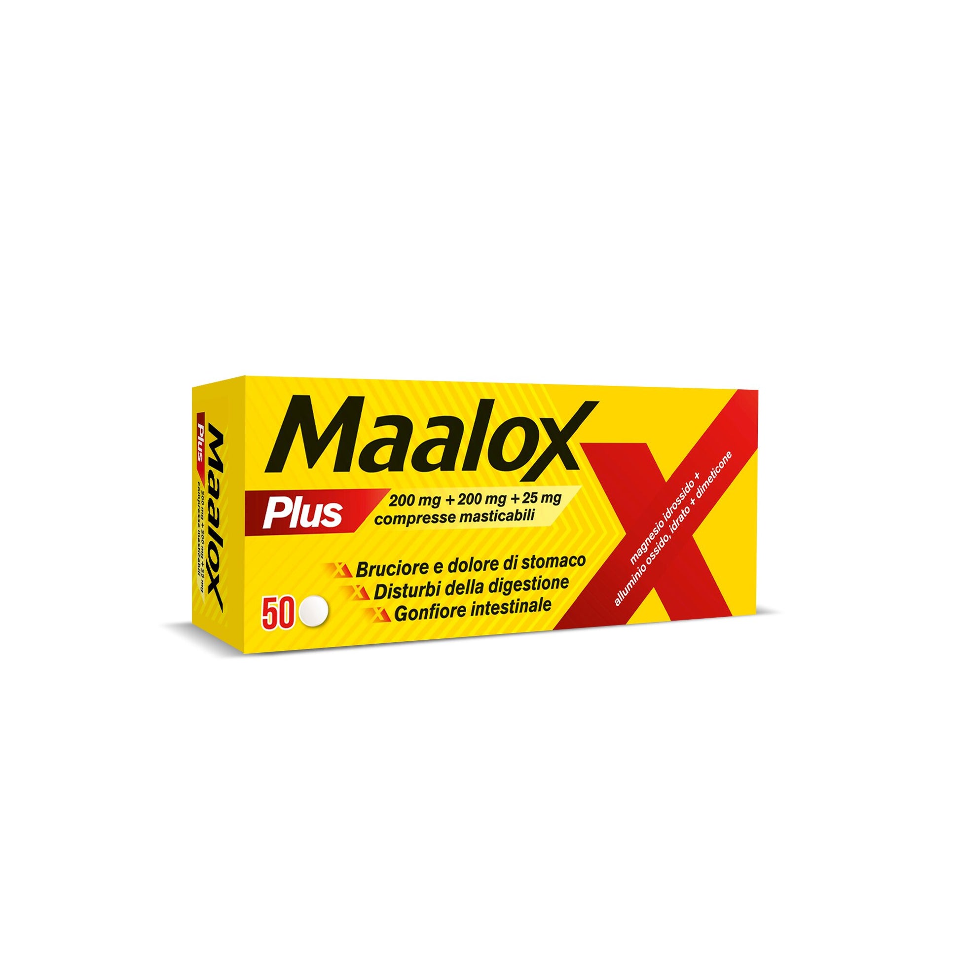 Maalox Plus Azione Rapida Contro Bruciore e Acidità di Stomaco 50 cpr-1