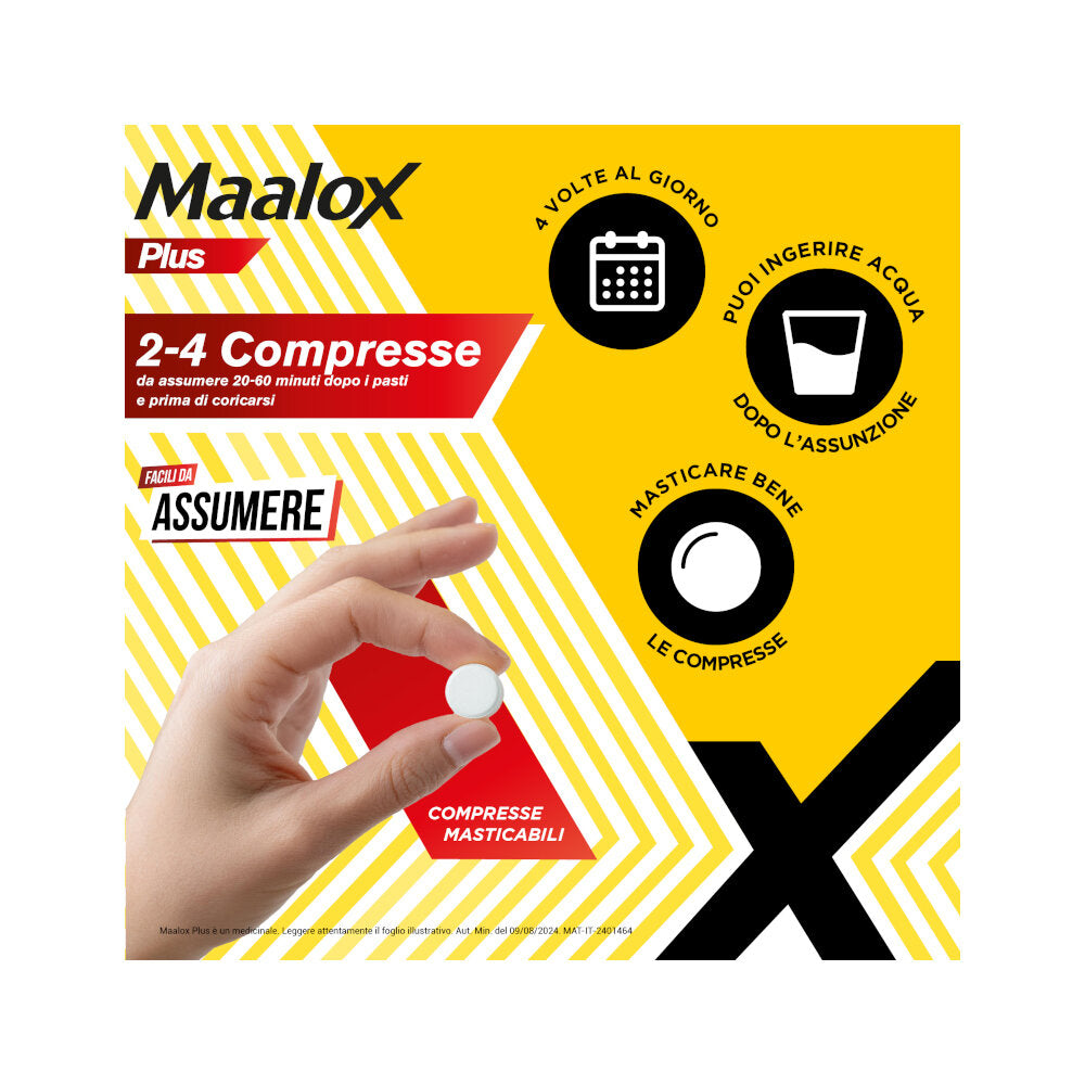 Maalox Plus Azione Rapida Contro Bruciore e Acidità di Stomaco 50 cpr-6