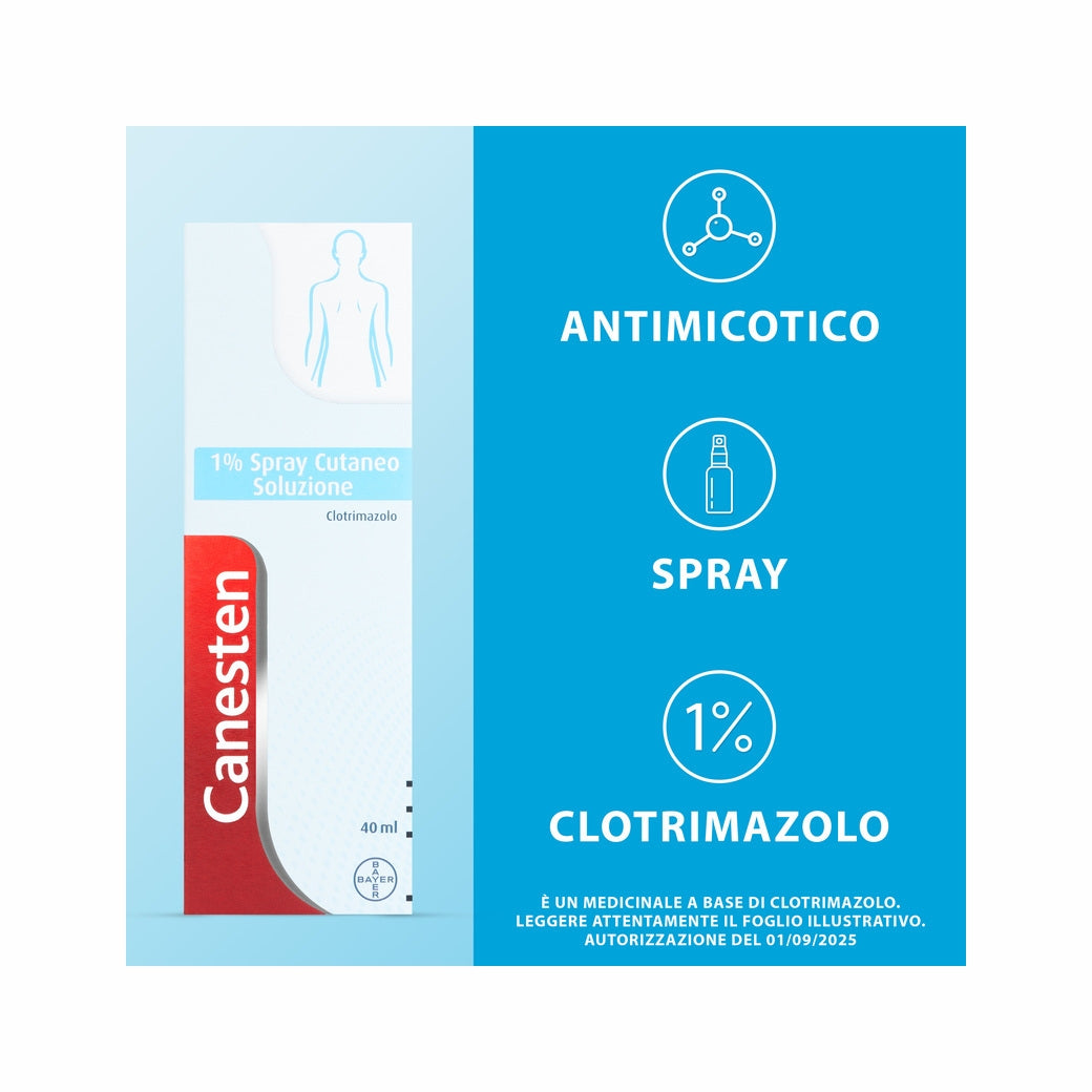 Canesten Spray cutaneo per Funghi e Micosi con Clotrimazolo 1% Antimicotico Antifungino Flacone 40ml-10