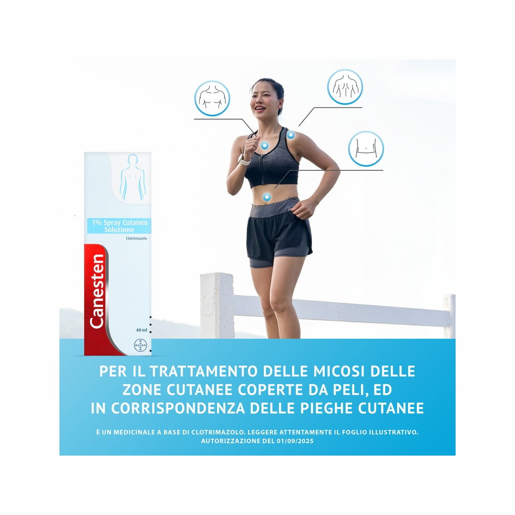 Canesten Spray cutaneo per Funghi e Micosi con Clotrimazolo 1% Antimicotico Antifungino Flacone 40ml-12