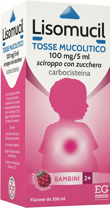 Lisomucil Bambini Sciroppo con zucchero 100 mg/5 ml gusto lampone 200ml-3
