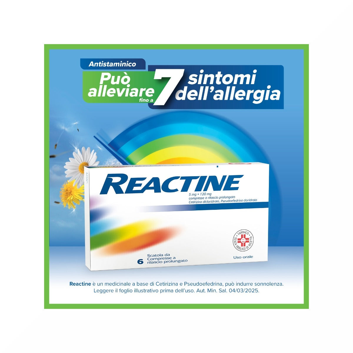 Reactine Allergia 6 Compresse Antistaminico Rinite Allergica e Rinorrea-4