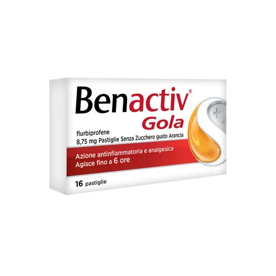 Benactiv Gola Arancia Senza Zucchero 16 Pastiglie Mal Di Gola-1