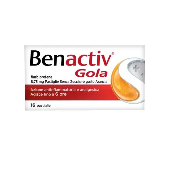 Benactiv Gola Arancia Senza Zucchero 16 Pastiglie Mal Di Gola-0