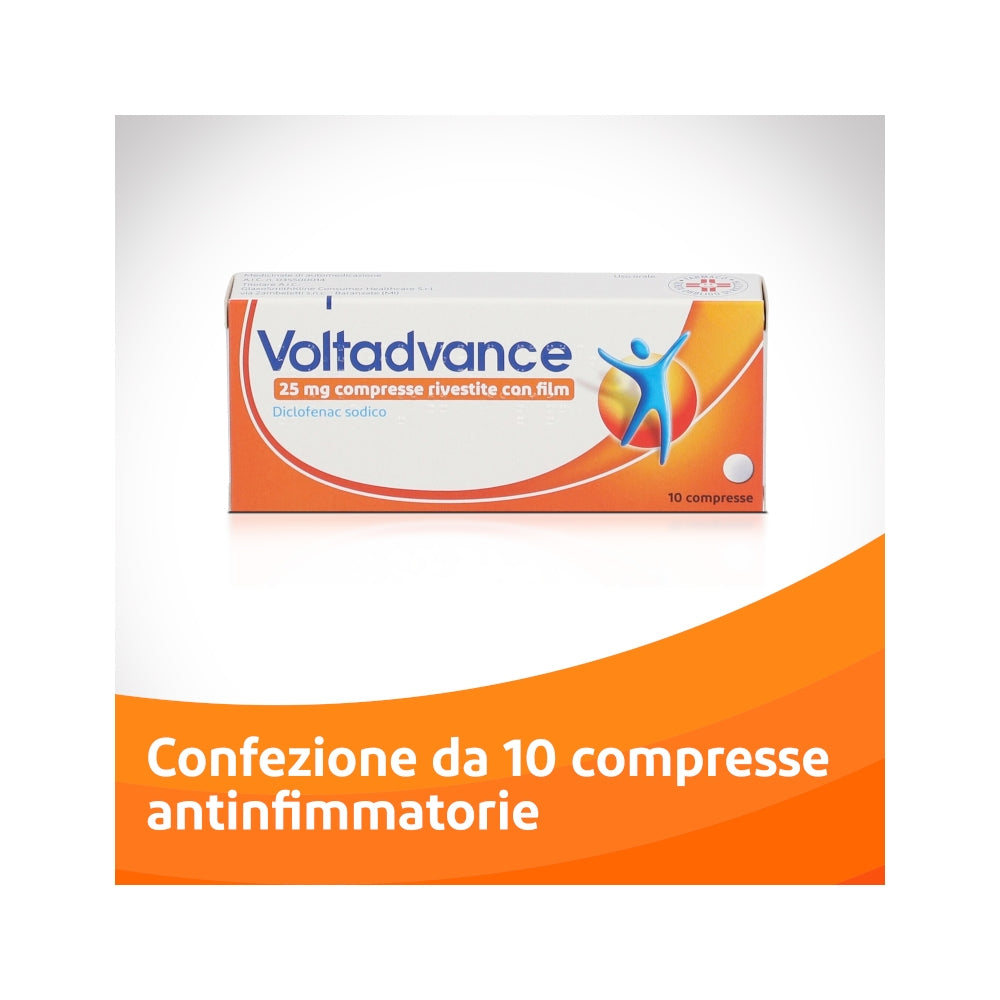 Voltadvance Antinfiammatorio 25mg Diclofenac Per Cervicale Mal Di Schiena Dolori Articolari 10 Cpr-4