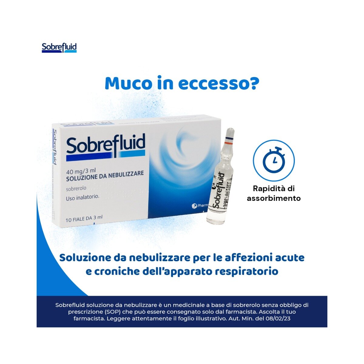 Sobrefluid per tosse e vie respiratorie 40mg/3ml soluzione da nebulizzare 10 fiale-4