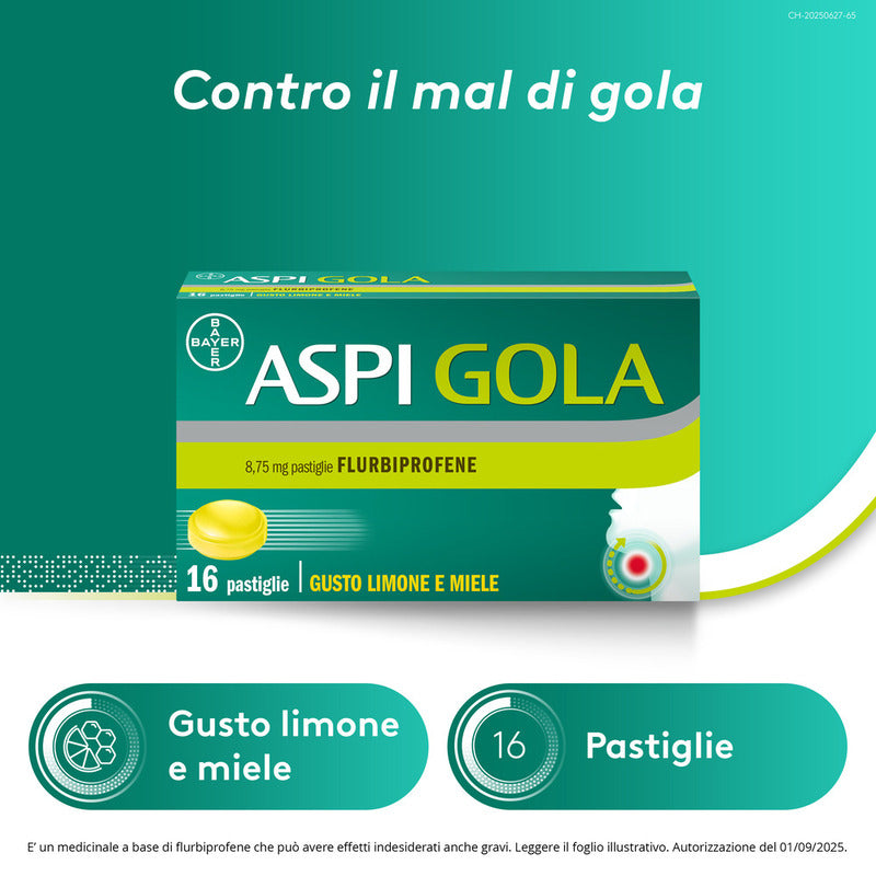 Aspi Gola Caramelle Antinfiammatorio per Gola Infiammata e Mal di gola 16 pastiglie Limone Miele-15
