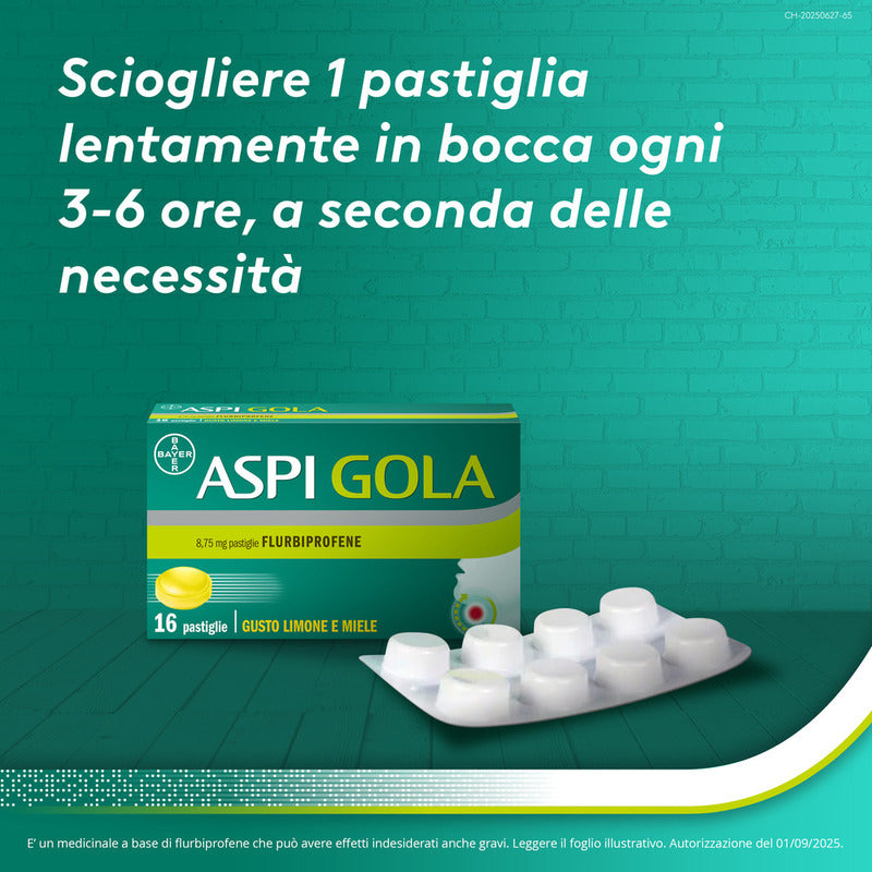 Aspi Gola Caramelle Antinfiammatorio per Gola Infiammata e Mal di gola 16 pastiglie Limone Miele-17