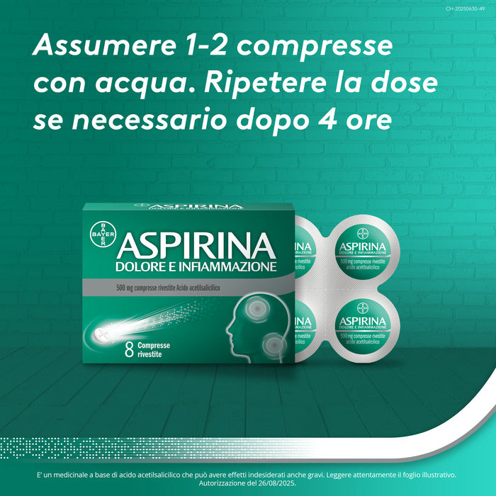 Aspirina Dolore e Infiammazione Antidolorifico Antinfiammatorio per Mal di Testa e Dolori 8 Cpr-13