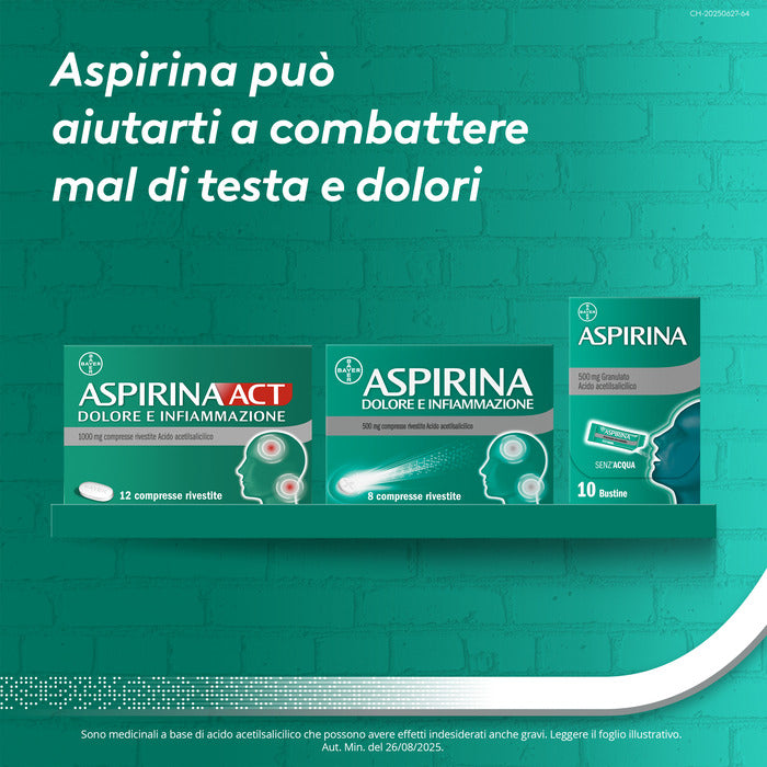 Aspirina Dolore e Infiammazione Antidolorifico Antinfiammatorio per Mal di Testa e Dolori 8 Cpr-16