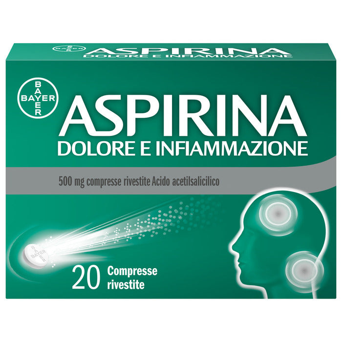 Aspirina Dolore e Infiammazione Antidolorifico Antinfiammatorio per Mal di Testa e Dolori 20 Cpr-23