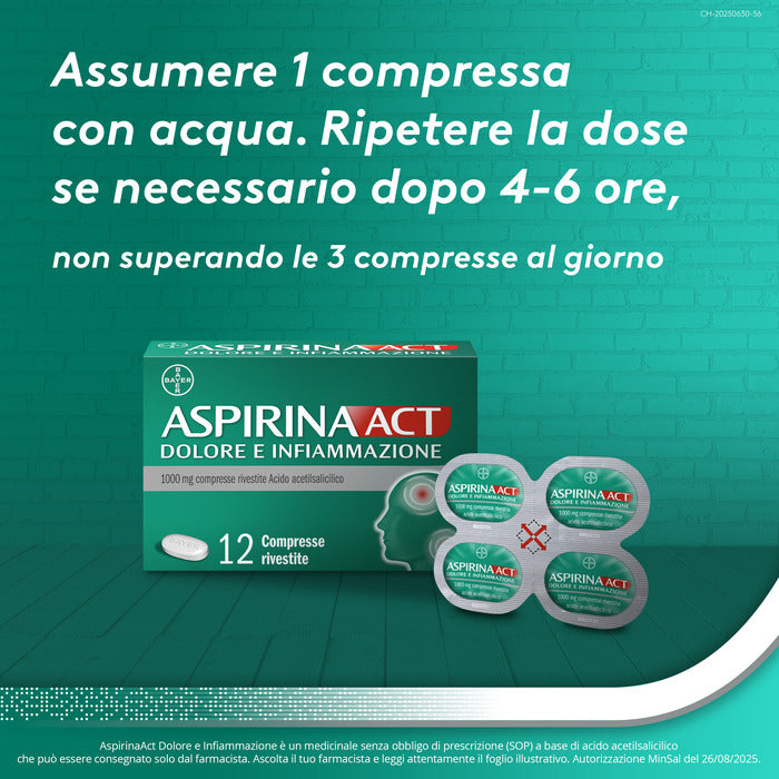 AspirinaAct Dolore e Infiammazione Antidolorifico Antinfiammatorio per Mal di Testa e Dolori 12 Cpr-13