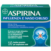 Aspirina Influenza e Naso Chiuso Antidolorifico Decongestionante contro Sintomi Influenzali 10 Buste-0