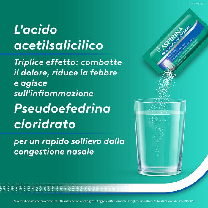 Aspirina Influenza e Naso Chiuso Antidolorifico Decongestionante contro Sintomi Influenzali 10 Buste-3