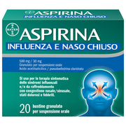Aspirina Influenza Naso Chiuso 20 Buste - Antidolorifico e Decongestionante-0
