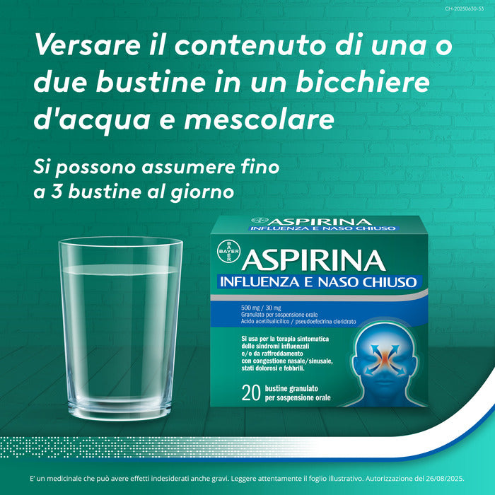 Aspirina Influenza Naso Chiuso 20 Buste - Antidolorifico e Decongestionante-5