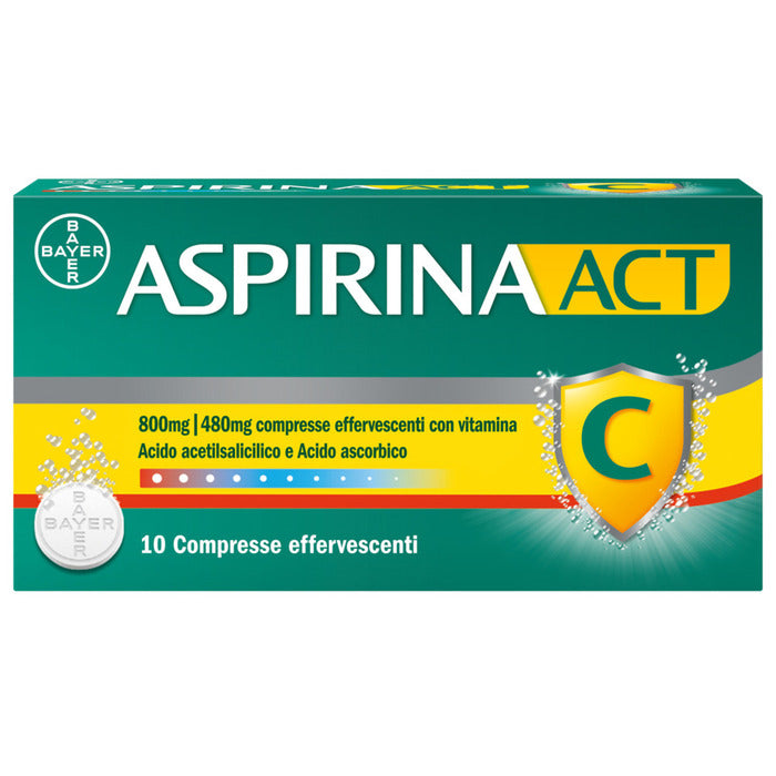 AspirinaACT C antinfiammatorio e antidolorifico per Febbre e  Influenza con Vitamina C 10 Cpr Eff-16
