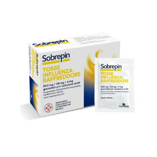 Sobrepin Tosse Influenza Raffreddore 10 Buste 650mg + 20mg + 4mg-2