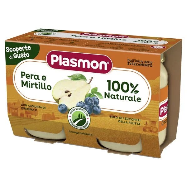 Plasmon Omogeneizzato Pera/Mirtillo 100% Naturale  2x104g-1