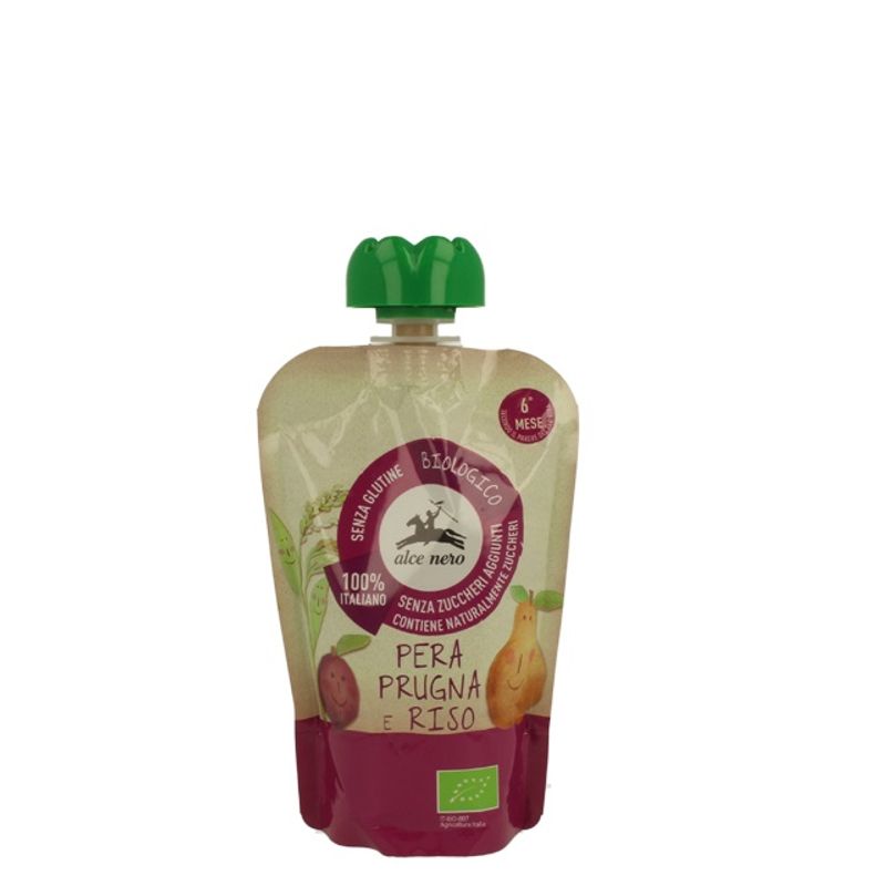 Alce Nero baby food purea di pera prugna e riso 100g-1