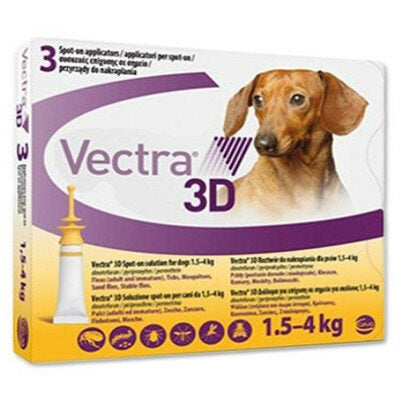 Vectra 3D Soluzione Antiparassitaria per cani da 1,5-4 kg giallo 3 pipette-2
