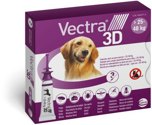 Vectra 3D Soluzione Antiparassitaria Spot On per cani da 25-40 KG 3 pipette-2