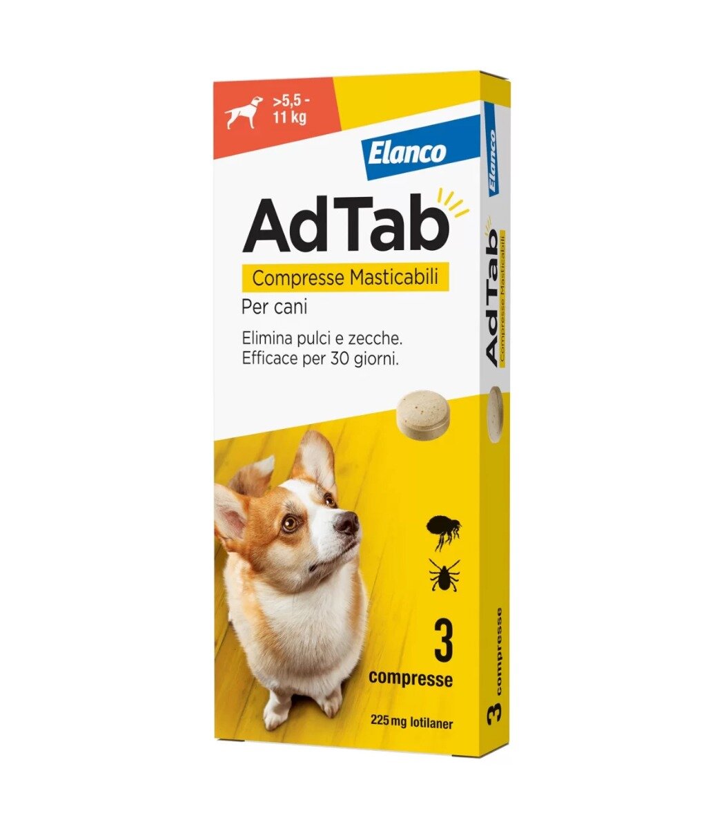 Adtab Per Cani Da 5,5 A 11kg 3 Compresse Masticabili 225mg-2