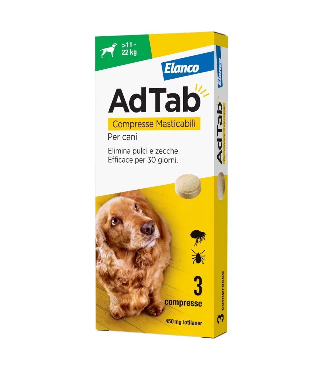 Adtab Per Cani Da 11 A 22kg 3 Compresse Masticabili 450mg-2
