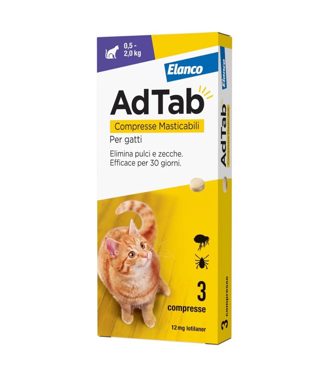 Adtab Per Gatti Da 0,5 A 2kg 3 Compresse Masticabili 12mg-2