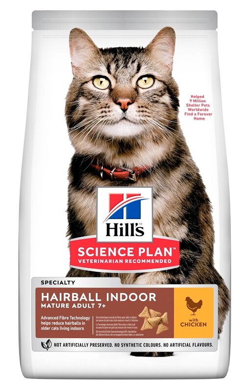 Hill's Science Plan Hairball Indoor Mature 7+ Anni Crocchette Pollo Per Gatti Sacco 1,5kg-2