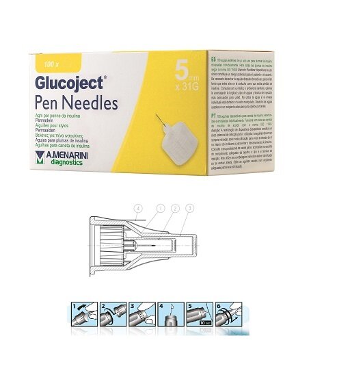 Glucoject Ago Per Penna Insulina 5mm Gauge 31 100 Pezzi-2