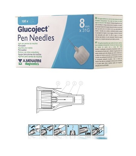 Glucoject Ago Per Penna Insulina 8mm Gauge 31 100 Pezzi-2