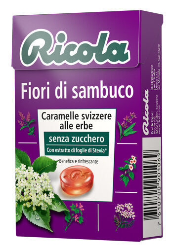 Ricola Fiori di Sambuco caramelle alle erbe svizzere senza zucchero 50g-2