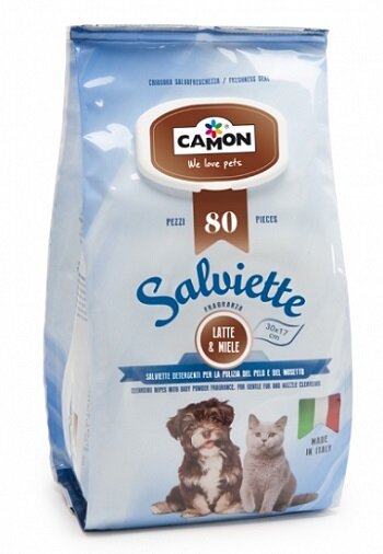 Camon Salviette Detergenti Per Cani E Gatti Latte E Miele 80 Pezzi-2