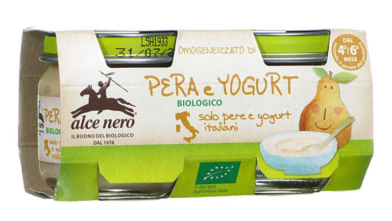 Alce Nero Omogeneizzato di Pera e Yogurt biologico 2x80g-1