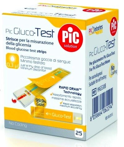 Pic Strisce Glucotest Misurazione Glicemia 25 Pezzi-2