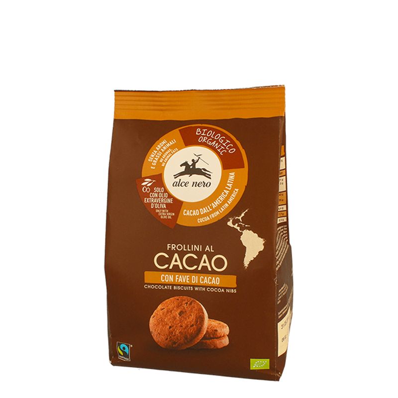 Alce Nero frollini al cacao con fave di cacao 250g-1