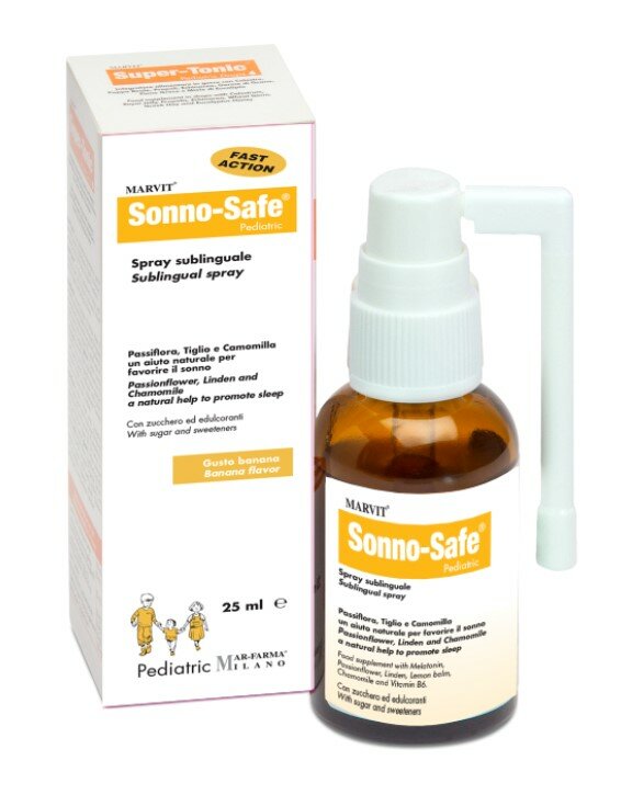 Mar-Farma Sonno Safe Spray benessere del sonno dei bambini 25ml gusto banana-1