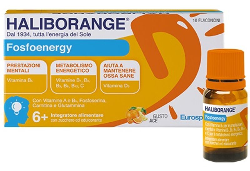 Haliborange bambini 6+ Fosfoenergy concentrazione gusto ace 10 flaconcini-1